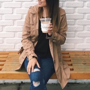 Tan Buttoned Trench Coat